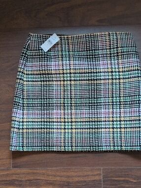 LOFT Pastel Plaid Tweed Mini Skirt